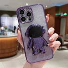 For iPhone 14 Plus Astronaut Holder Gradient Glitter Powder Phone Case(Purple) - 1