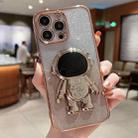 For iPhone 13 Pro Astronaut Holder Gradient Glitter Powder Phone Case(Gold) - 1