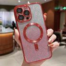 For iPhone 14 Electroplating Magsafe Gradient Glitter Powder Phone Case(Red) - 1