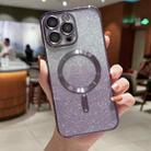 For iPhone 14 Plus Electroplating Magsafe Gradient Glitter Powder Phone Case(Dark Purple) - 1