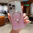 For iPhone 14 Plus Electroplating Magsafe Gradient Glitter Powder Phone Case(Pink) - 1