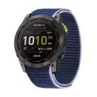 For Garmin Fenix 7 Hook And Loop Fastener Nylon Watch Band(Midnight Blue) - 1