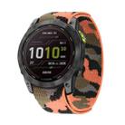 For Garmin Fenix 7X Hook And Loop Fastener Nylon Watch Band(Orange Camouflage) - 1