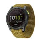 For Garmin Fenix 7X Hook And Loop Fastener Nylon Watch Band(Yellow Green) - 1