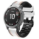 For Garmin Fenix 7X Tricolor Stitching Silicone Leather Watch Band(White) - 1