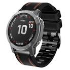 For Garmin Fenix 7X Tricolor Stitching Silicone Leather Watch Band(Black) - 1