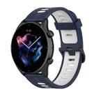 For Amazfit GTR 4 / GTS 4 / GTR 3 22mm Stripe Two-color Silicone Stainless Steel Buckle Watch Band(Midnight Blue White) - 1