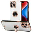 For iPhone 14 Two Color Electroplating Ring Holder Phone Case(Black) - 1