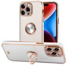 For iPhone 14 Two Color Electroplating Ring Holder Phone Case(White) - 1