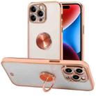 For iPhone 14 Pro Two Color Electroplating Ring Holder Phone Case(Pink) - 1