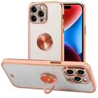 For iPhone 14 Pro Max Two Color Electroplating Ring Holder Phone Case(Pink) - 1