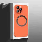 For iPhone 13 Pro All-Inclusive Frosted Magsafe PC Phone Case with Lens Film(Orange) - 1