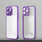 For iPhone 14 Pro Max TPU + PC High Transparent Phone Case with Lens Film(Purple) - 1