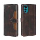 For Motorola Moto E32 India/E22s 4G Global Skin Feel Magnetic Buckle Leather Phone Case(Brown) - 1