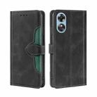 For OPPO A17 Skin Feel Magnetic Buckle Leather Phone Case(Black) - 1