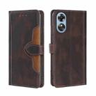 For OPPO A17 Skin Feel Magnetic Buckle Leather Phone Case(Brown) - 1