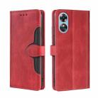 For OPPO A17 Skin Feel Magnetic Buckle Leather Phone Case(Red) - 1