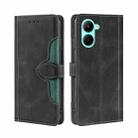 For Realme C33 4G Skin Feel Magnetic Buckle Leather Phone Case(Black) - 1