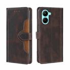 For Realme C33 4G Skin Feel Magnetic Buckle Leather Phone Case(Brown) - 1