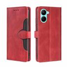 For Realme C33 4G Skin Feel Magnetic Buckle Leather Phone Case(Red) - 1