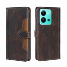 For vivo V25 5G/V25e 5G Skin Feel Magnetic Buckle Leather Phone Case(Brown) - 1
