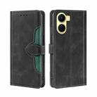 For vivo Y16 4G/Y02s 4G Skin Feel Magnetic Buckle Leather Phone Case(Black) - 1