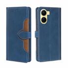 For vivo Y16 4G/Y02s 4G Skin Feel Magnetic Buckle Leather Phone Case(Blue) - 1