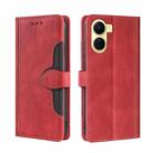 For vivo Y16 4G/Y02s 4G Skin Feel Magnetic Buckle Leather Phone Case(Red) - 1