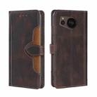 For Sharp Aquos sense7 plus Skin Feel Magnetic Buckle Leather Phone Case(Brown) - 1