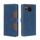 For Sharp Aquos sense7 plus Skin Feel Magnetic Buckle Leather Phone Case(Blue) - 1