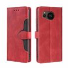 For Sharp Aquos sense7 plus Skin Feel Magnetic Buckle Leather Phone Case(Red) - 1