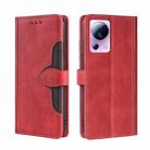 For Xiaomi Civi 2 5G Skin Feel Magnetic Buckle Leather Phone Case(Red) - 1