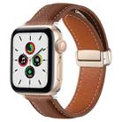 Folding Buckle Genuine Leather Watch Band for Apple Watch Ultra 49mm / Series 8&7 45mm / SE 2&6&SE&5&4 44mm / 3&2&1 42mm(Brown) - 1