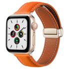 Folding Buckle Genuine Leather Watch Band for Apple Watch Series 8&7 41mm / SE 2&6&SE&5&4 40mm / 3&2&1 38mm(Orange) - 1