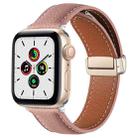 Folding Buckle Genuine Leather Watch Band for Apple Watch Series 8&7 41mm / SE 2&6&SE&5&4 40mm / 3&2&1 38mm(Dark Pink) - 1