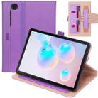 For Galaxy Tab S6 Lite P610 / P615 Retro Texture PU + TPU Horizontal Flip Leather Case with Holder & Card Slots & Hand Strap(Purple) - 1