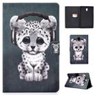 For Galaxy Tab A 10.5 T590 Electric Horizontal TPU Painted Flat Feather Case with Sleep Function & Pen Cover & Card Slot & Holder(Music Leopard) - 1