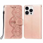 For iPhone 14 Pro Flower Vine Embossing Flip Leather Phone Case(Rose Gold) - 1