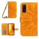 For ZTE Axon 20 4G/20 5G Skin Feel Sun Flower Pattern Flip Leather Phone Case with Lanyard(Yellow) - 1