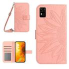 For ZTE Blade A31 Skin Feel Sun Flower Pattern Flip Leather Phone Case with Lanyard(Pink) - 1