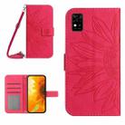 For ZTE Blade A31 Skin Feel Sun Flower Pattern Flip Leather Phone Case with Lanyard(Rose Red) - 1