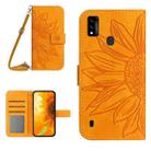 For ZTE Blade A51/A7P Skin Feel Sun Flower Pattern Flip Leather Phone Case with Lanyard(Yellow) - 1