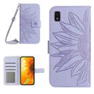 For ZTE Blade L210 Skin Feel Sun Flower Pattern Flip Leather Phone Case with Lanyard(Purple) - 1