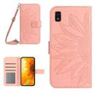 For ZTE Blade L210 Skin Feel Sun Flower Pattern Flip Leather Phone Case with Lanyard(Pink) - 1