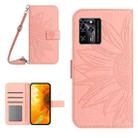 For ZTE Blade V30 Skin Feel Sun Flower Pattern Flip Leather Phone Case with Lanyard(Pink) - 1