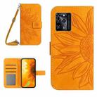 For ZTE Blade V30 Skin Feel Sun Flower Pattern Flip Leather Phone Case with Lanyard(Yellow) - 1