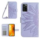 For ZTE Blade V40 Vita / A72 Skin Feel Sun Flower Pattern Flip Leather Phone Case with Lanyard(Purple) - 1