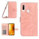 For ZTE Libero 5G Skin Feel Sun Flower Pattern Flip Leather Phone Case with Lanyard(Pink) - 1