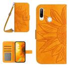 For ZTE Libero 5G Skin Feel Sun Flower Pattern Flip Leather Phone Case with Lanyard(Yellow) - 1