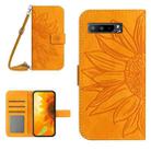 For Asus ROG Phone 3 ZS661KS Skin Feel Sun Flower Pattern Flip Leather Phone Case with Lanyard(Yellow) - 1